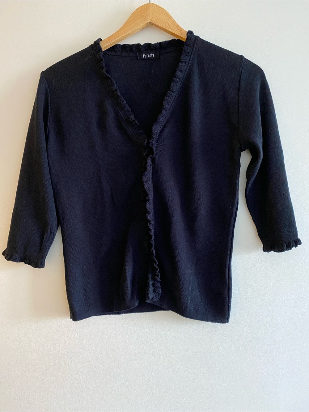 🎀3 for $25 ✨ Black Ruffle Trim Summer Cardigan